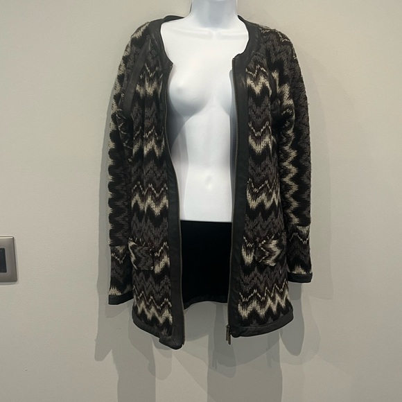 Michael Rodriguez knit chevron jacket with leather details. Size small. Vintage - Picture 3 of 5